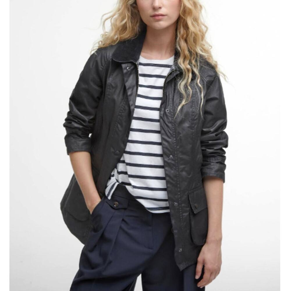 Barbour Women's Classic Black Beadnell Waxed Jacket Size 12
